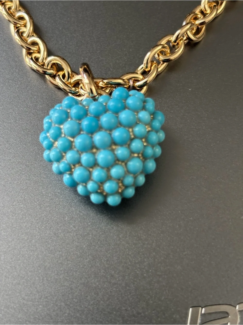 NWOT Roxanne Assoulin long Necklace with Turquoise Heart Charm